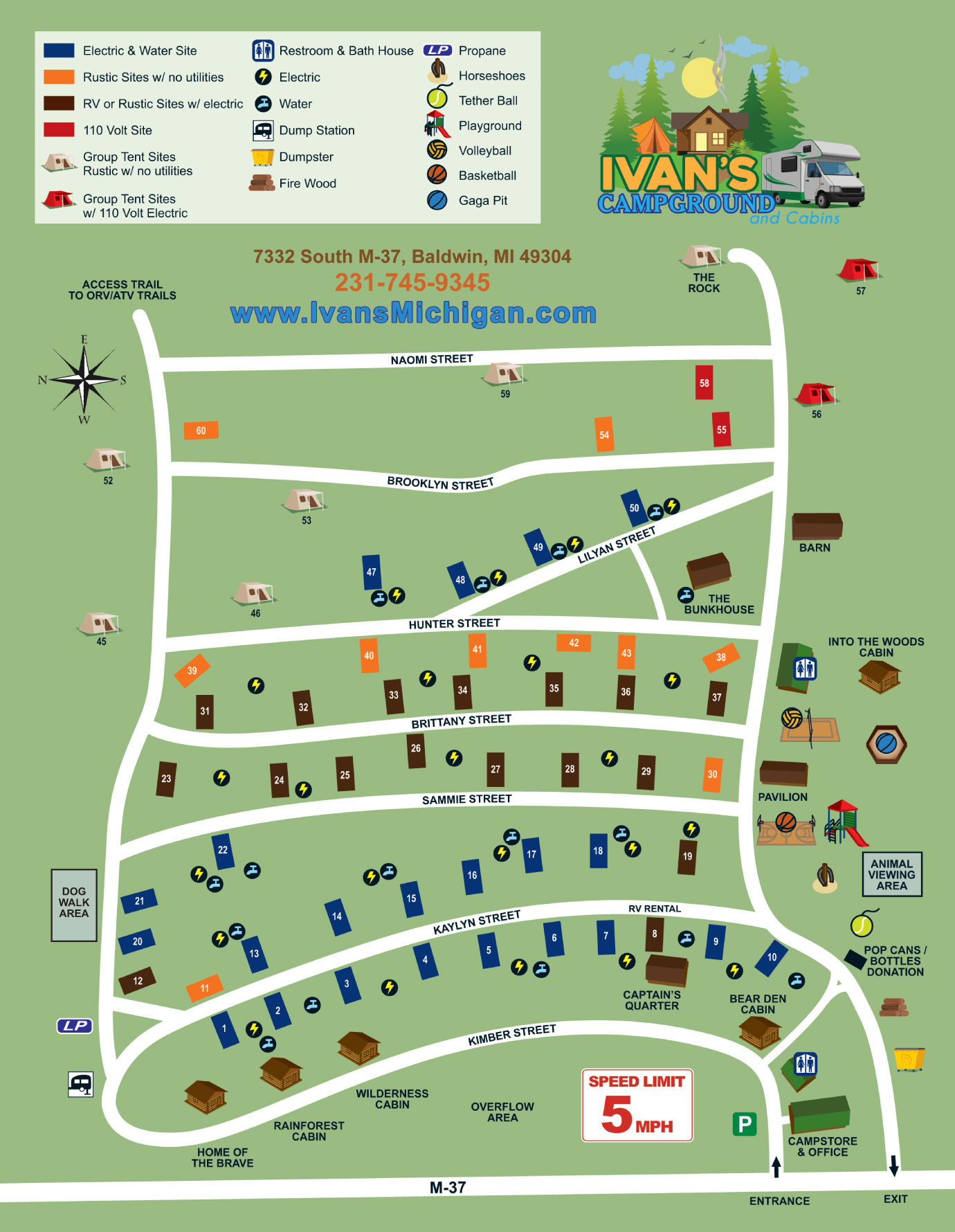 Ivans Campground Site Map