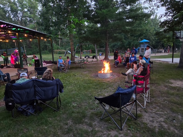 Group of campers playing volleyball